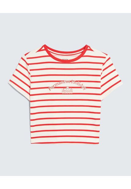 Camiseta Para Mujer Manga Corta Cuello Redondo Color Rojo Marca Seven Seven #28096291
