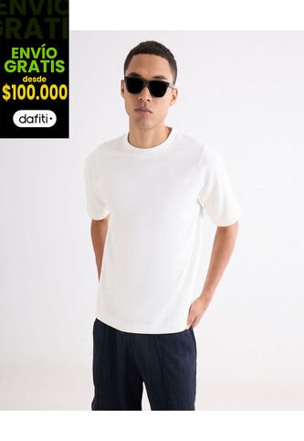 Camiseta  Para Hombre Manga Corta Cuello Redondo Color Marfil Marca Seven Seven #45092809 Seven Seven