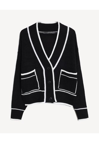 Saco Tejido Con Detalles En Contraste  Para Mujer Negro Seven Seven Seven Seven