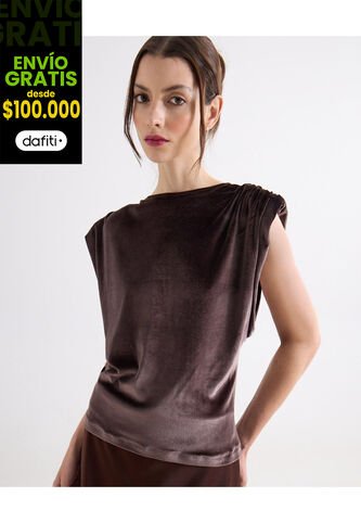 Camiseta  Para Mujer Manga Corta Moda Color Café Marca Seven Seven #28096595 Seven Seven