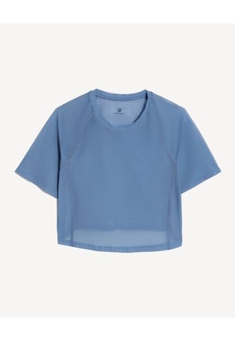 Camiseta Crop Deportiva En Mesh  Para Mujer Azul Seven Seven Seven Seven