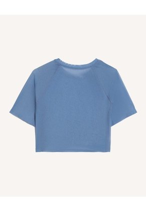 Camiseta Crop Deportiva En Mesh  Para Mujer Azul Seven Seven