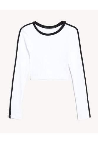 Camiseta Para Mujer Manga Larga Cuello Redondo Color Marfil Marca Seven Seven #28096396 Seven Seven