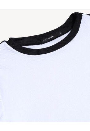 Camiseta Para Mujer Manga Larga Cuello Redondo Color Marfil Marca Seven Seven #28096396