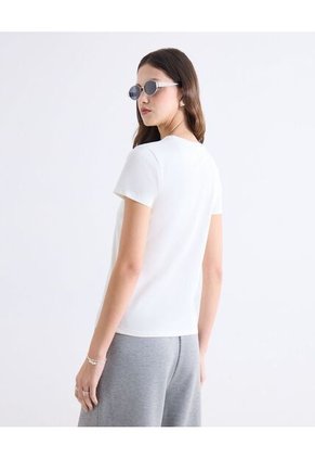 Camiseta Para Mujer Manga Corta Cuello Redondo Color Marfil Marca Seven Seven #28096551