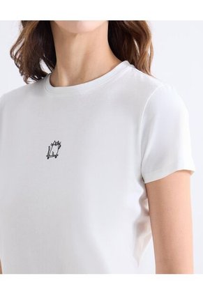 Camiseta Para Mujer Manga Corta Cuello Redondo Color Marfil Marca Seven Seven #28096551