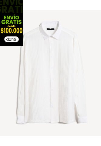 Camisa  Para Hombre Manga Larga Sin Bolsillo Cuello Casual M Color Crudo Marca Seven Seven #45012196 Seven Seven