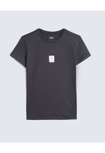 Camiseta Estampada Good Luck  Para Mujer Negro Seven Seven