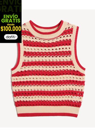 Chaleco Para Mujer Tejido Color Rojo Marca Seven Seven #28250142 Seven Seven