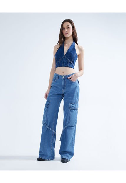 Jean Para Mujer Wide-Leg Color Azul  Marca Seven Seven #28160866