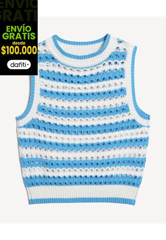 Chaleco Para Mujer Tejido Color Celeste Marca Seven Seven #28250142 Seven Seven