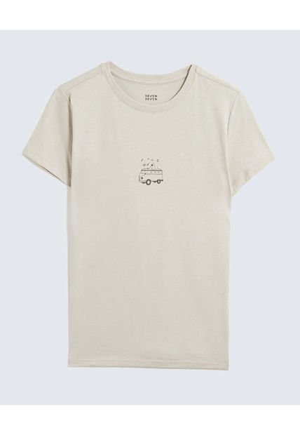 Camiseta Para Mujer Manga Corta Cuello Redondo Color Beige Marca Seven Seven #28096226