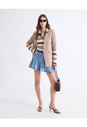 Camiseta Para Mujer Manga Larga Cuello V Color Café Marca Seven Seven #28096456