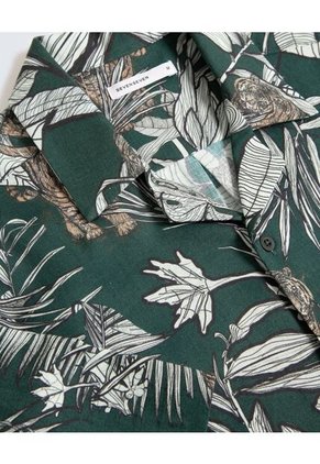 Camisa Resort Estampada  Para Hombre Verde Seven Seven