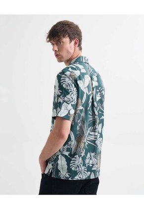 Camisa Resort Estampada  Para Hombre Verde Seven Seven