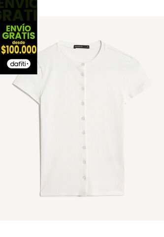 Camiseta Para Mujer Manga Corta Cuello Redondo Color Crudo Marca Seven Seven #28096613 Seven Seven