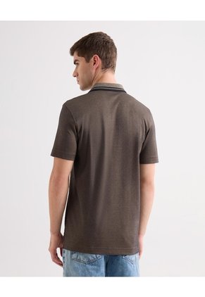 Polo Sport Binado En Contraste Neutro  Para Hombre Café Seven Seven