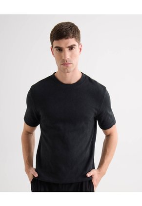 Camiseta Acanalada  Para Hombre Negro Seven Seven