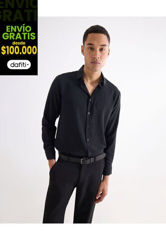 Camisa Para Hombre Manga Larga Sin Bolsillo Cuello Casual M Color Negro Marca Seven Seven #45012197 Seven Seven