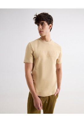 Camiseta Con Bordado  Para Hombre Beige Seven Seven