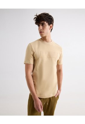 Camiseta Con Bordado  Para Hombre Beige Seven Seven