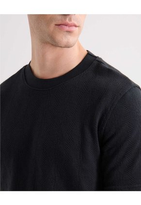 Camiseta Acanalada  Para Hombre Negro Seven Seven