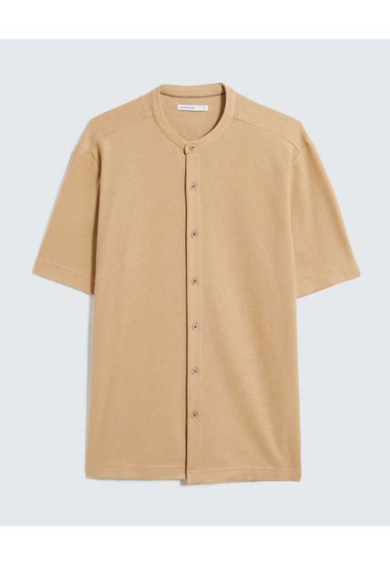 Camisa Para Hombre Manga Corta Cuello Neru Color Camel Marca Seven Seven #45012135