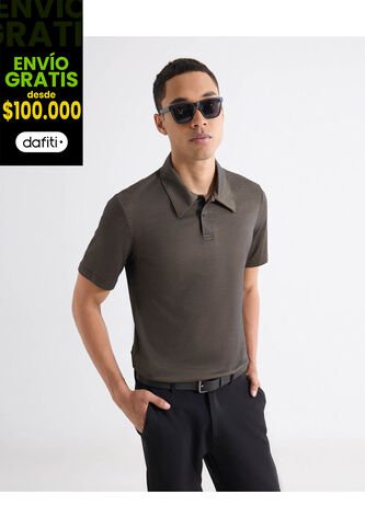 Polo Para Hombre Cuello Maquina Sin Bolsillo Color Café Marca Seven Seven #45110942 Seven Seven