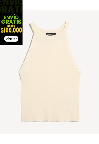 Camiseta Para Mujer Manga Sisa Cuello Redondo Color Marfil Marca Seven Seven #28096422 Seven Seven