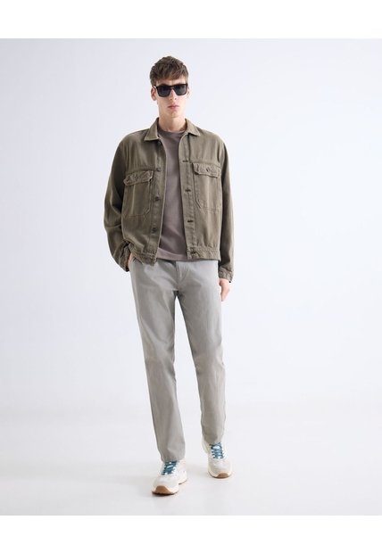 Pantalón Chino Regular  Para Hombre Gris Seven Seven