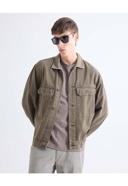 Chaqueta  Para Hombre Trucker Color Verde Marca Seven Seven #45080485