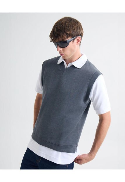 Camiseta Para Hombre Manga Sisa Cuello V Color Gris Oscuro Marca Seven Seven #45092645