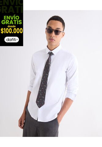 Camisa Para Hombre Manga Larga Sin Bolsillo Cuello Casual M Color Blanco Marca Seven Seven #45012210 Seven Seven