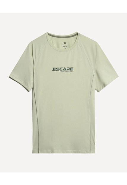 Camiseta Deportiva Estampada  Para Hombre Verde Seven Seven