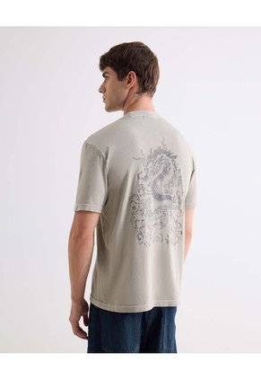 Camiseta Oversize Con Bordado Dragón  Para Hombre Arena Seven Seven