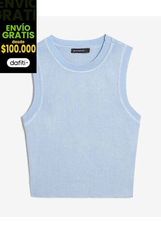 Camiseta Para Mujer Manga Sisa Cuello Redondo Color Celeste Marca Seven Seven #28096458 Seven Seven