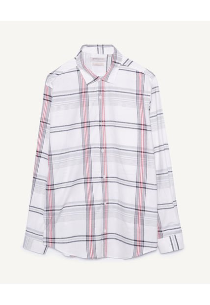Camisa Para Hombre Manga Larga  Color Crema Marca Seven Seven #45011834