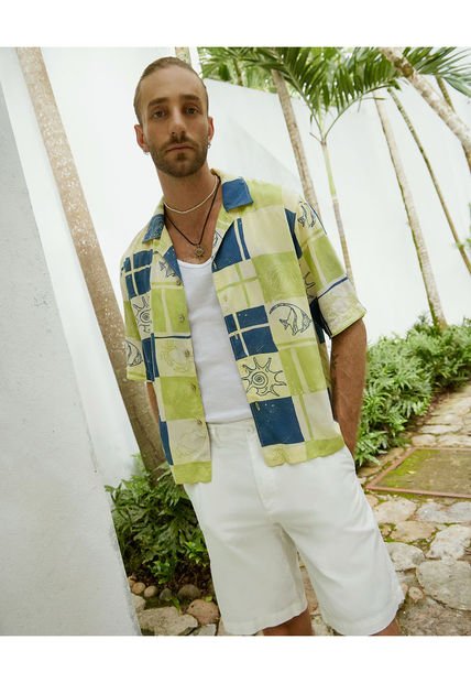 Camisa Para Hombre Manga Corta  Color Verde Oliva Marca Seven Seven #45012054