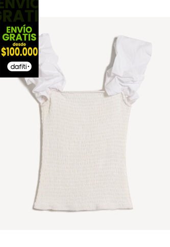 Blusa Para Mujer Manga Corta Color Crudo Marca Seven Seven #28124147 Seven Seven