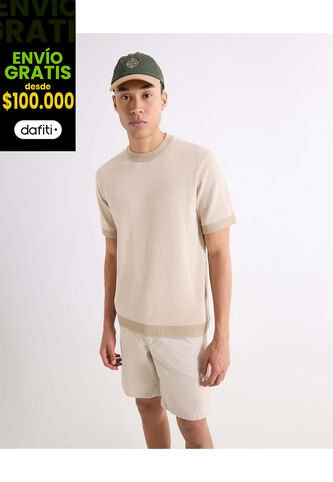 Camiseta Para Hombre Manga Corta Cuello Redondo Color Arena Marca Seven Seven #45092764 Seven Seven