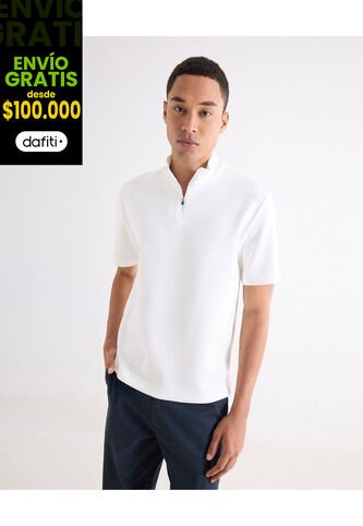 Polo Para Hombre Cuello Mao Sin Bolsillo Color Marfil Marca Seven Seven #45110925 Seven Seven