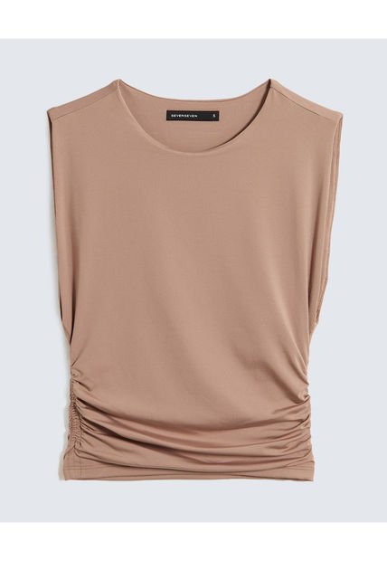 Camiseta Para Mujer Manga Sisa Cuello Redondo Color Taupe Marca Seven Seven #28096184