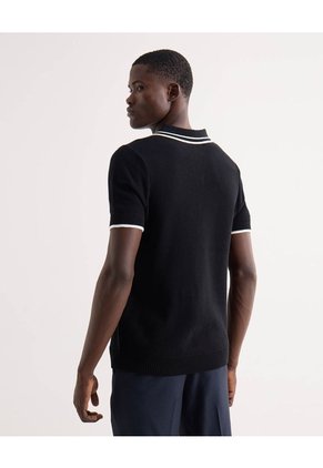 Polo Tejido Fit Regular  Para Hombre Negro Seven Seven