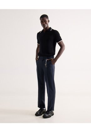 Polo Tejido Fit Regular  Para Hombre Negro Seven Seven
