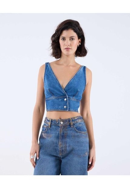 Blusa Para Mujer Manga Sisa Color Azul Medio Marca Seven Seven #28123926