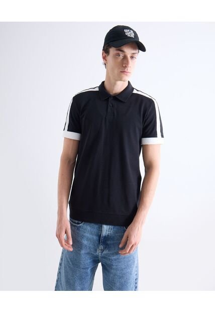 Polo  Para Hombre Cuello Tejido Sin Bolsillo Color Negro Marca Seven Seven #45110922