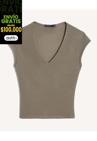 Camiseta Para Mujer Manga Corta Cuello V Color Verde Marca Seven Seven #28096510 Seven Seven