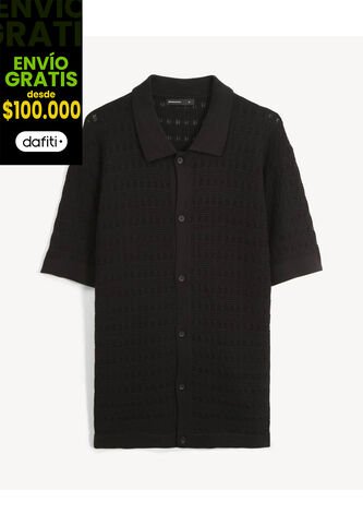Camisa Para Hombre Manga Corta Sin Bolsillo Cuello Casual M Color Negro Marca Seven Seven #45012173 Seven Seven