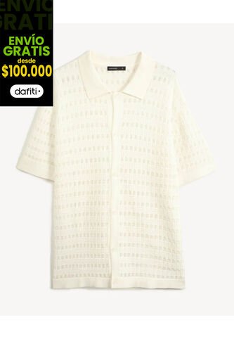 Camisa Para Hombre Manga Corta Sin Bolsillo Cuello Casual M Color Crudo Marca Seven Seven #45012172 Seven Seven