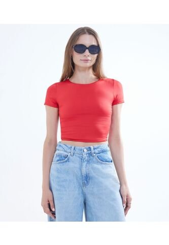 Crop Top Para Mujer Manga Corta Color Rojo Marca Seven Seven #28095649 Seven Seven